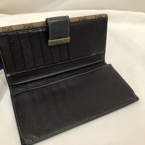 Gucci Brown GG Canvas Long Wallet Sku#84128 (gently used, pocket dirty) - Picture 8 of 15